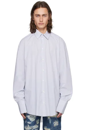 424 FAIRFAX White & Navy Pinstripe Shirt