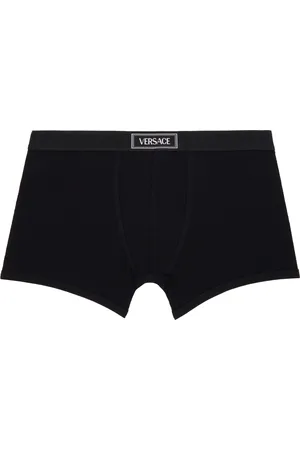 VERSACE Black 90s Vintage Logo Ribbed Long Boxer Briefs