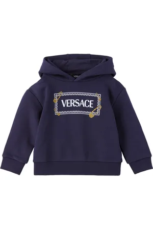 VERSACE Baby Navy Safety Pin Logo Hoodie