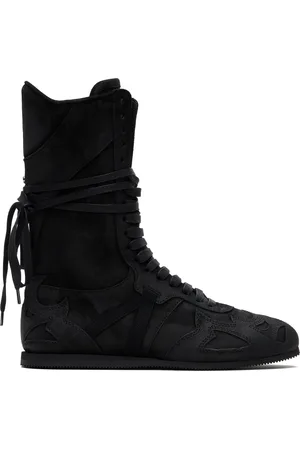 ANN DEMEULEMEESTER Black Palne High-Top Boxing Sneakers