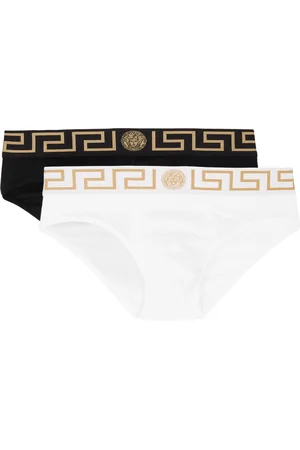 VERSACE Two-Pack Black & White Greca Border Briefs