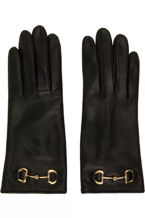 Black Leather Gloves With Horsebit