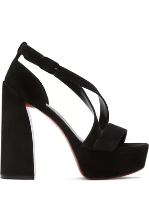 Black Loubi Queen 150 velvet platform sandals, Christian Louboutin