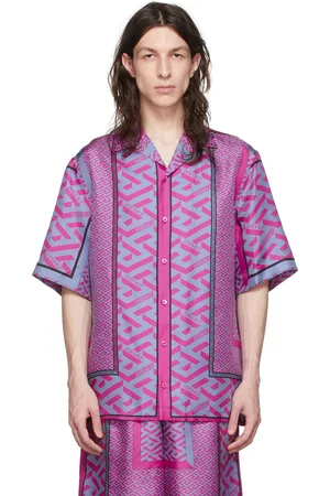 Versace Men's La Greca Monogram Silk Shirt