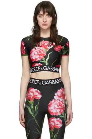 Dolce & Gabbana Women Floral t-shirts - Black Nylon T-Shirt