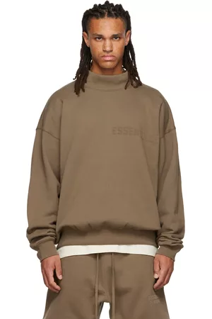 Essentials Men Sweatshirts - Brown Mock Neck Sweatshirt