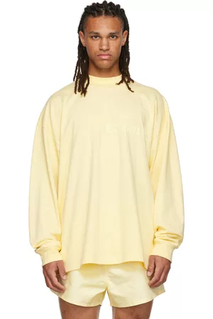 Essentials Yellow Flocked Long Sleeve T-Shirt