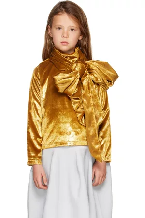 CRLNBSMNS Kids Gold Glitter Bow Blouse