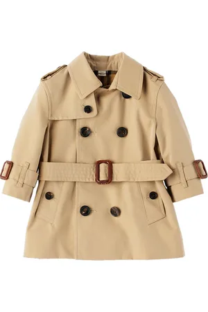 Burberry Kids Girls Beige Monogram Stripe Trench Coat