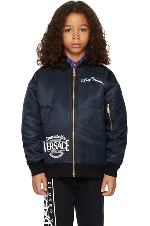 Versace Kids textured-finish bomber jacket - Black
