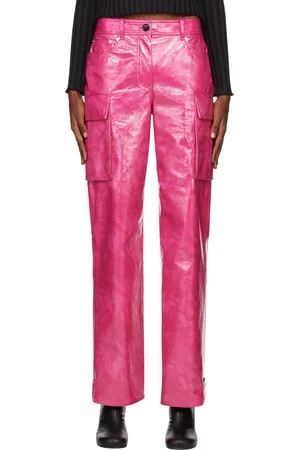 Women leather pant leather joggers pink joggers Sanda|AdMilano.it