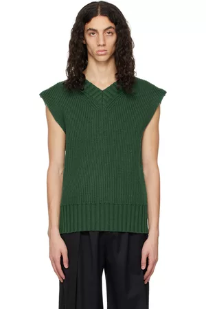 ANDREADAMO Men Vests - Green Layered Back Vest