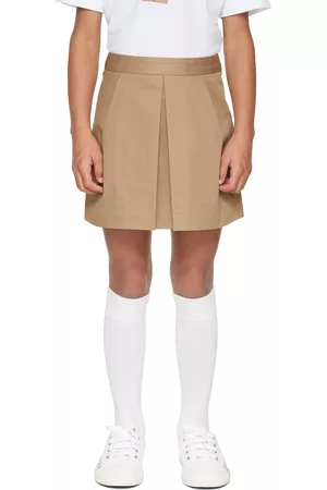 BURBERRY Check Cotton Twill Mini Skirt ($134) ❤ liked on Polyvore featuring  beige | Shop kids clothes, Clothes design, Skirts