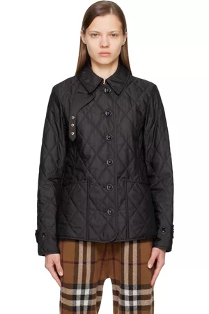 Burberry Hooded Velvet-trimmed Quilted Shell Jacket in Black | Lyst UK