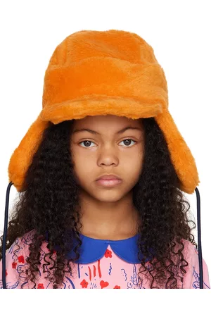 Mini Rodini Kids Orange Faux-Fur Reversible Hat