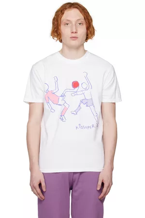 KIDSUPER STUDIOS Men Football T-shirts - White Soccer Dance T-Shirt