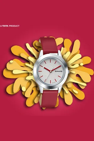 Sonata Splash White Dial Women Watch With Leather Strap