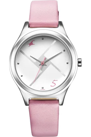 Fastrack Stunners Silver Dial Leather Strap Watch for Girls