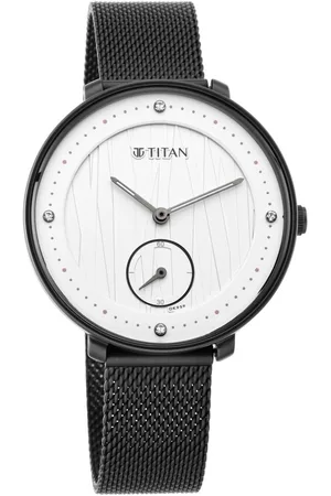 Titan Workwear Black Dial Women Watch With Stainless Steel Strap