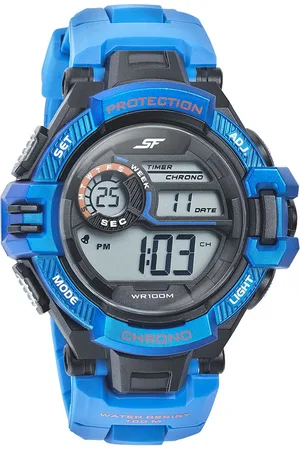 SF Digital Dial Blue PU Strap Watch for Men