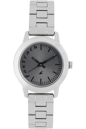 Fastrack Fundamentals Quartz Analog Grey Dial Stainless Steel Strap Watch for Girls
