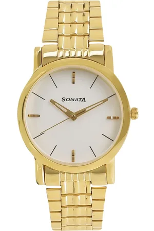 Sonata Quartz Analog White Dial Metal Strap Watch for Men