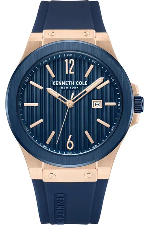 Kenneth Cole Quartz Analog with Date Blue Dial Silicone Strap Watch for Men