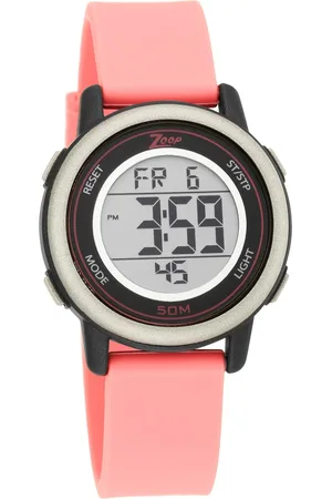 Titan Digital Round Shaped Dial Pink Silicone Strap Watch For Kids