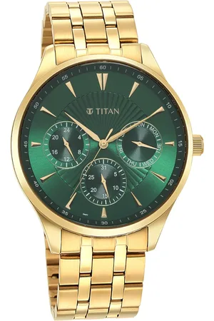 Titan Opulent Green Dial Quartz Multifunction Stainless Steel Strap watch for Men