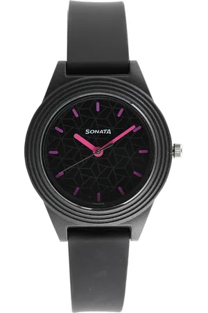 Sonata Colorpop Black Dial Women Watch With Plastic Strap