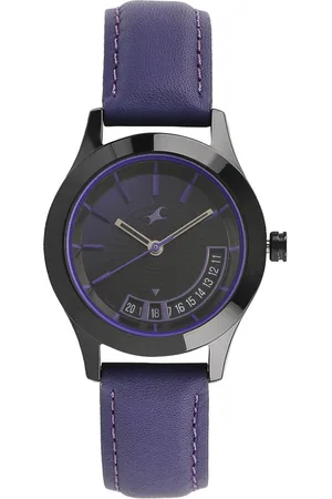 Fastrack All Nighters Quartz Analog Purple Dial Leather Strap Watch for Girls