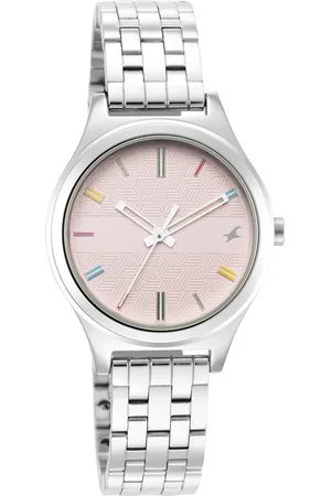 Fastrack Stunners Quartz Analog Pink Dial Metal Strap Watch for Girls