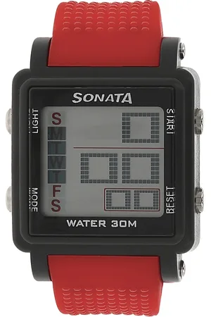 SF Digital Dial Red Plastic Strap Watch for Men