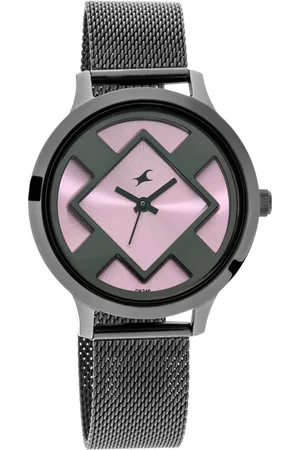 Fastrack Fit Outs Quartz Analog Pink Dial Metal Strap Watch for Girls