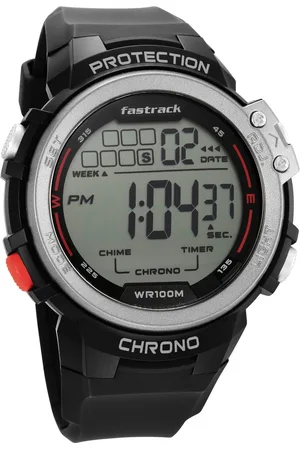 Fastrack Digital Dial Black Silicone Strap Watch For Guys