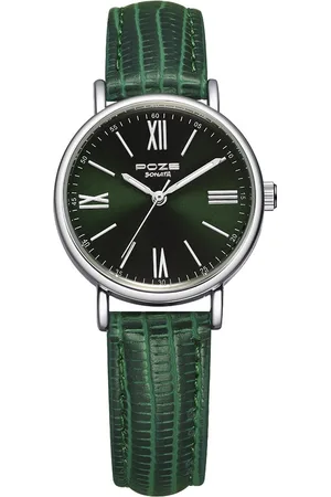 Sonata Poze by Quartz Analog Green Dial PU Leather Strap Watch for Women