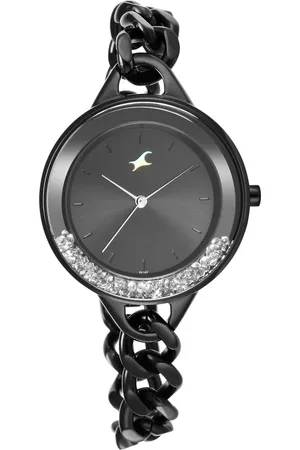 Fastrack Glitch Quartz Analog Black Dial Metal Strap Watch for Girls