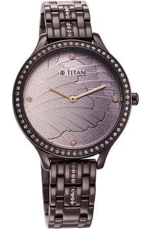 Titan Glitz Purple Dial Analog Stainless Steel Strap Watch for Women