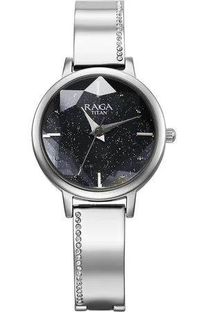 Titan Raga Showstopper Quartz Analog Blue Dial Silver Metal Strap Watch For Women