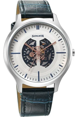 Sonata Unveil Quartz Multifunction Silver Dial Leather Strap Watch for Men