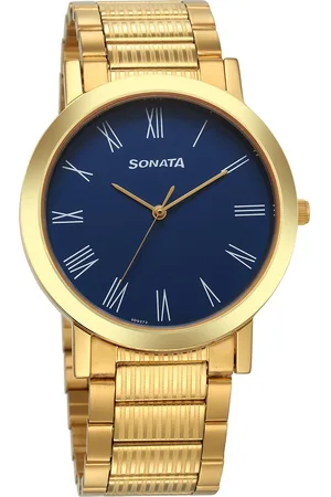 Sonata Utsav Quartz Analog Blue Dial Stainless Steel Strap Watch for Men
