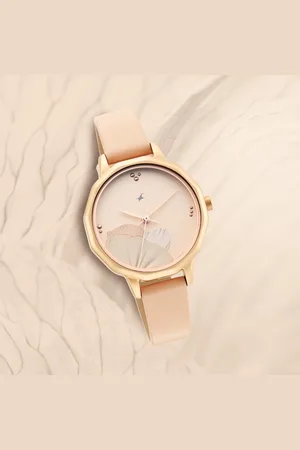Fastrack Uptown Retreat Quartz Analog Rose Gold Dial Leather Strap Watch for Girls