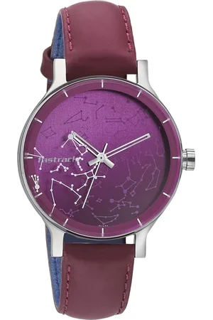 Fastrack Space Rover Quartz Analog Maroon Dial Leather Strap Watch for Girls