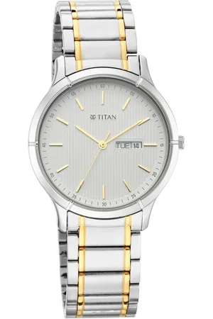 Titan Lagan White Dial Analog with Day and Date Metal Strap Watch for Men