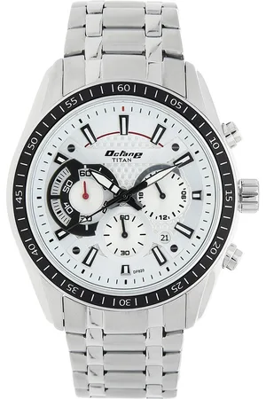 Titan Octane Quartz Chronograph White Dial Silver Stainless Steel Strap Watch For Men