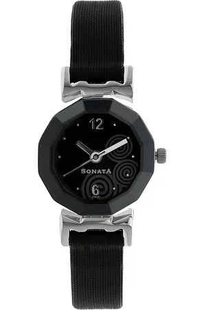 Sonata Quartz Analog Black Dial Leather Strap Watch for Women