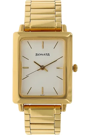 Sonata Quartz Analog White Dial Stainless Steel Strap Watch for Men