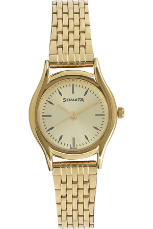 Sonata Essentials Champagne Dial Women Watch With Stainless Steel Strap