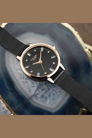 Sonata Poze Quartz Analog Black Dial Mesh Strap Watch for Women