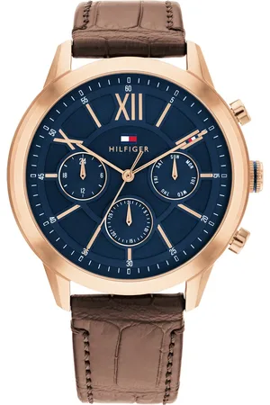 Tommy Hilfiger Blue Dial Brown Colour Leather Strap Watch for Men